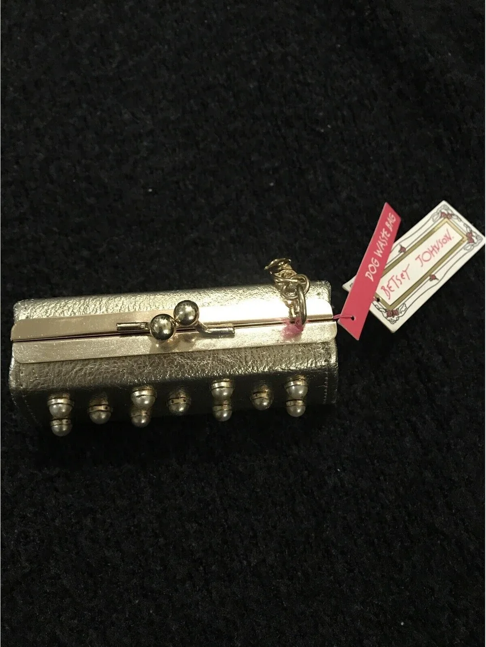 Betsey Johnson Dog Collar And Gold Dog Waste Bag NWT! M1294